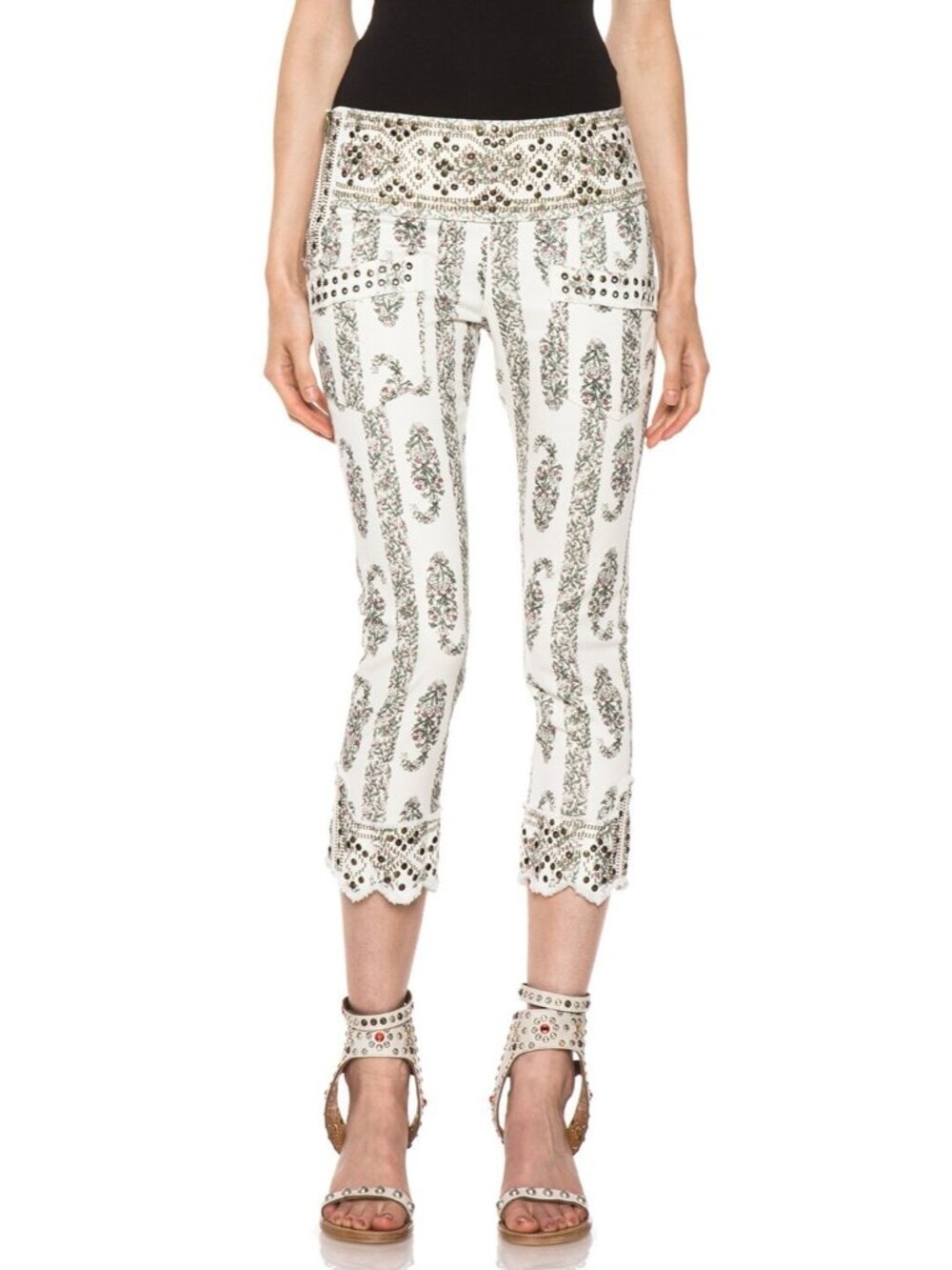Isabel Marant Bario Kashmiri Floral Cropped Pants 44 NEW